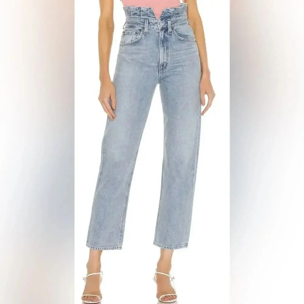 AGOLDE Lettuce Waist Wide Leg Jeans Revival Light Wash Size 30
